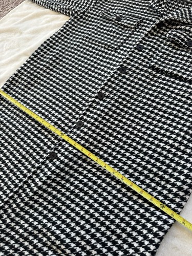 Long shirt coat Houndstooth Print Black White Green Size S Oversize - Picture 13 of 20