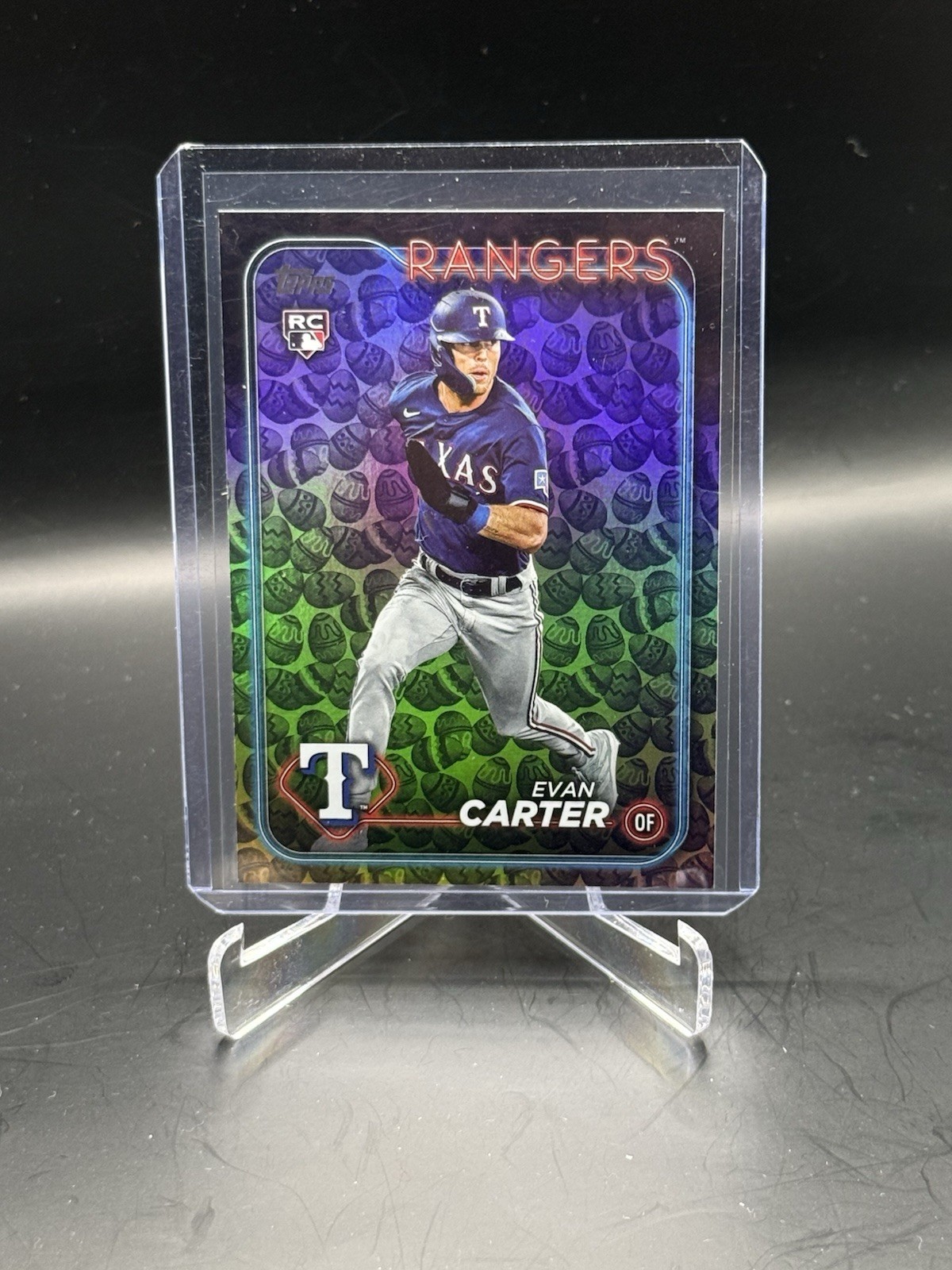 2024 Topps Series 1 Evan Carter RC #280 Holiday Easter Egg Foil SP RANGERS