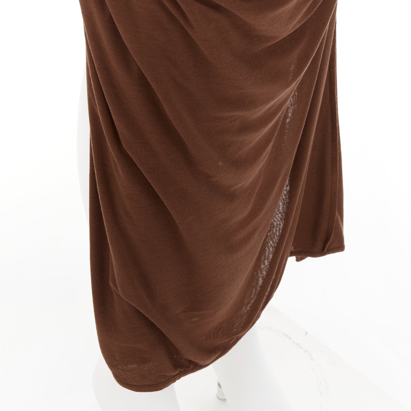 GIVENCHY brown draped jersey ruched back asymmetric high low hem skirt thumbnail 7