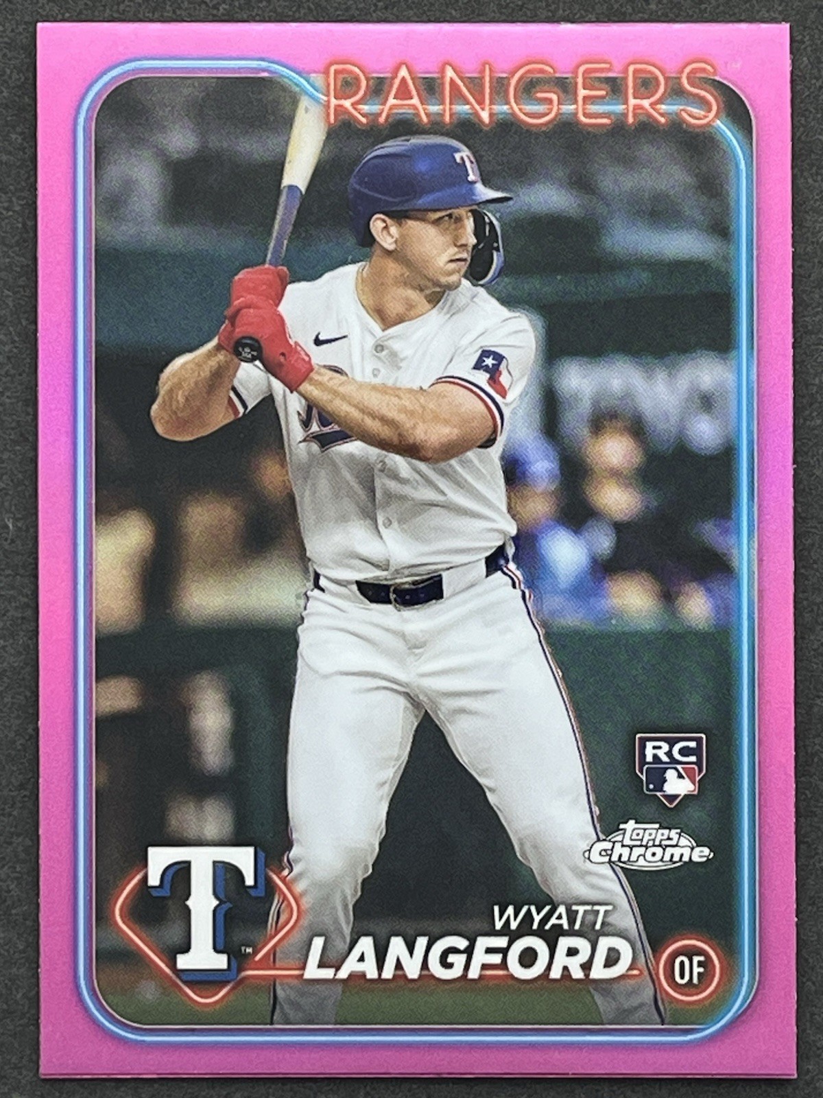 2024 Topps Chrome Wyatt Langford Pink Refractor #122 Rookie RC Texas Rangers