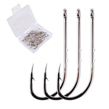 50pcs/ Box Long Shank Fishing Hook 1#-12# Fish Hooks High Carbon Steel Sharp Bar