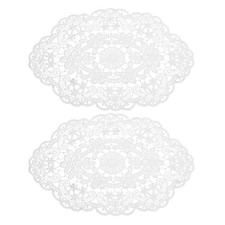 2Set 12" x 18" Retro Lace Placemat Oval French Crochet Doilies Coasters White