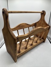 Wood Freestanding Magazine Rack Brown Great For Old Record Albums Or Books.