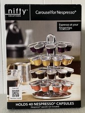 Nifty Solutions Chrome Carousel For Nespresso Holds 40 Capsules New