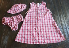 Vintage Baby Gap Plaid Matching Dress Hat Bloomers Set Girls Size Toddler 4 Yrs
