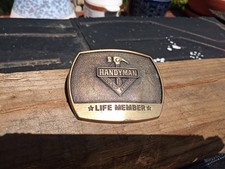 Vintage 1996 Handyman Club of America Life Member Brass Tone Belt Buckle Metal