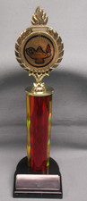 lamp of knowledge insert trophy red column weighted black base award