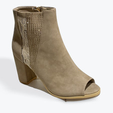 Faux Suede Peep Toe Ankle Bootie