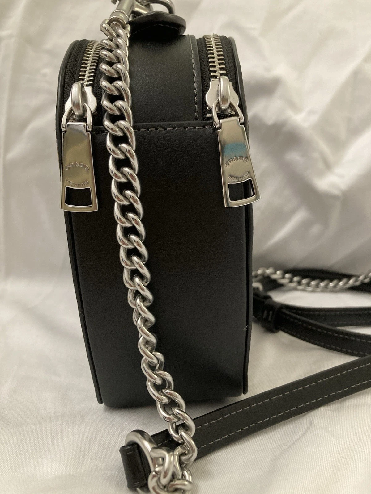 Borsa a tracolla Coach donna cuore nuova con etichetta marrone multi in pelle firmata CP022