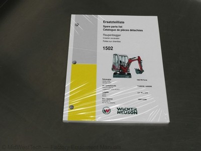 Wacker Neuson 1502 Crawler Excavator Parts Manual Exploded View Diagram Book