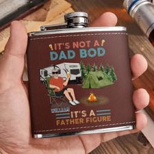 Personalized Camping Dad Drunk Leather Flask - Gift Idea For Father's Day/Campin