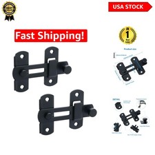 Stylish Stainless Steel Flip Latch Lock Set - 2Pcs Matte Black Security Solution