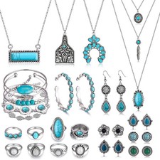26 Pcs Boho Jewelry Set for Women Bohemian Layered Western Necklace Stackable Tu