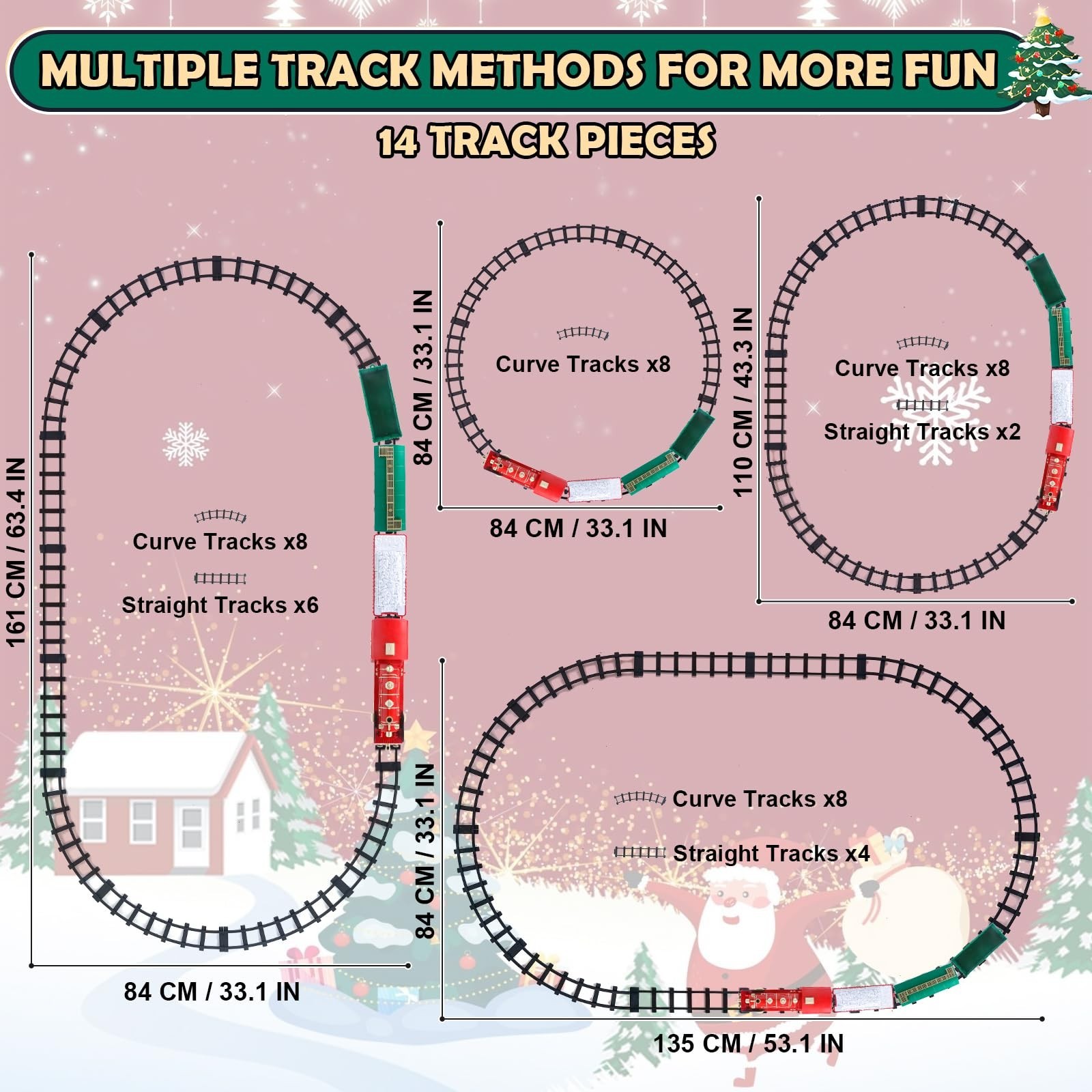 Christmas Train Set - Updated Remote Control Christmas Train Toys w/Smoke, So...