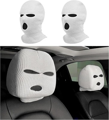 2 PCS Car Headrest Cover Funny Full Face Mask Ski Wrap