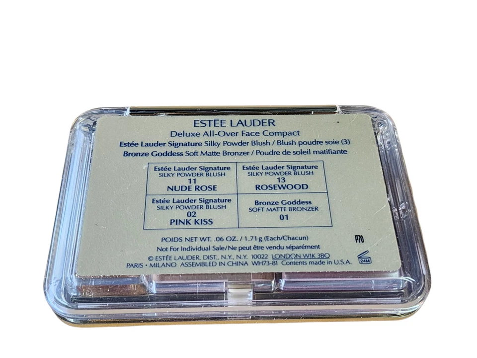 Bronceador Estee Lauder Deluxe All Over Face compacto desnudo palo de rosa rosa rosa beso Foto 3 de 3