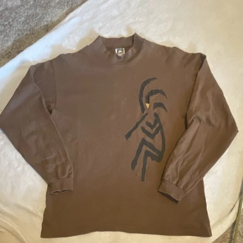 Vintage 90s Kokopelli mock neck long sleeve T-shirt earthy b 1990s vintage concert t-shirt, vintage, size M, single stitch, B+ condition
