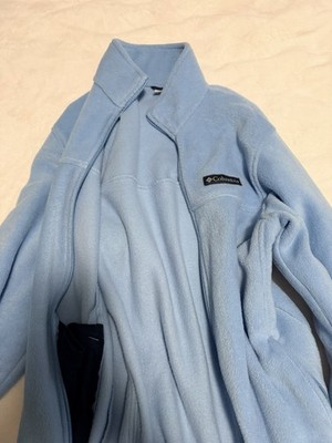 Columbia Full Zip Logo Light Blue Solid men s Size S Fleece Jacket
