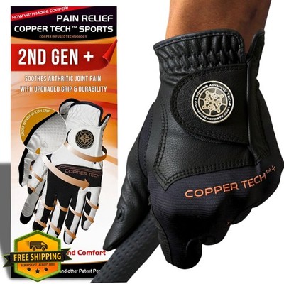 Copper Tech Plus Men's Golf Gloves, Right/Left Hand, Compression Joint Support