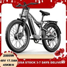 Electric Bike Dual Motor 2000W 48V 17.5AH 26" Mountain e Bike for Adults 30MPH
