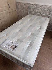 Single White Metal Bed Frame With Myer Adam’s Mattress