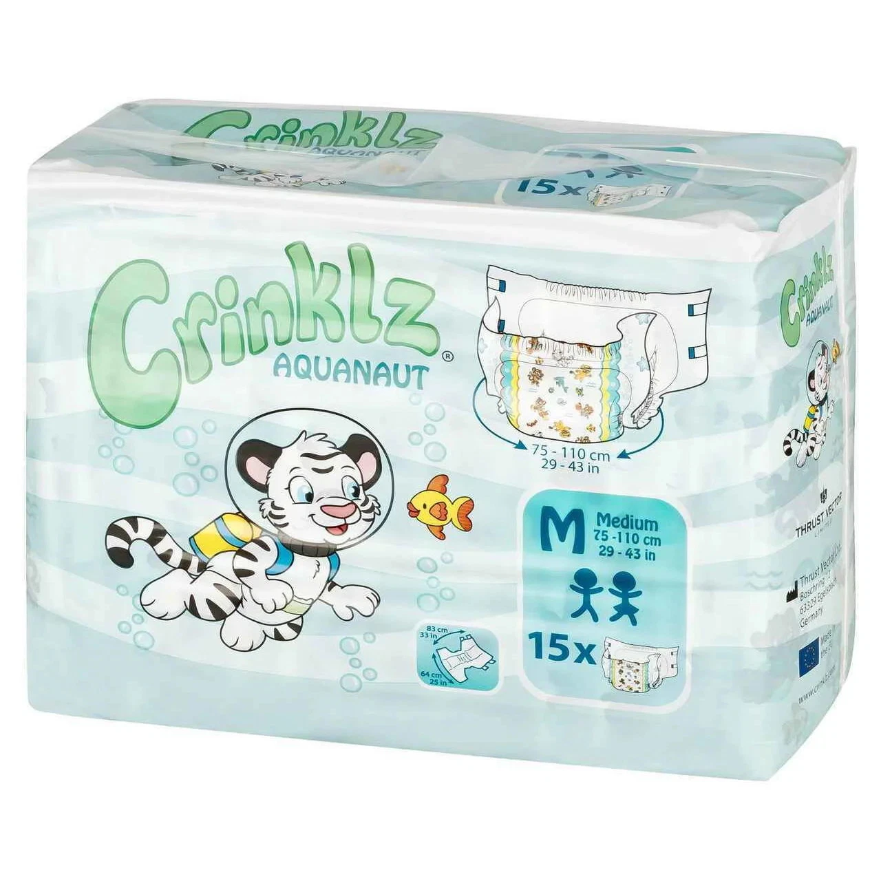 Crinklz Printed Adult Diapers w/ Plastic Backing, Aquanaut Print
Opens in a new window or tab