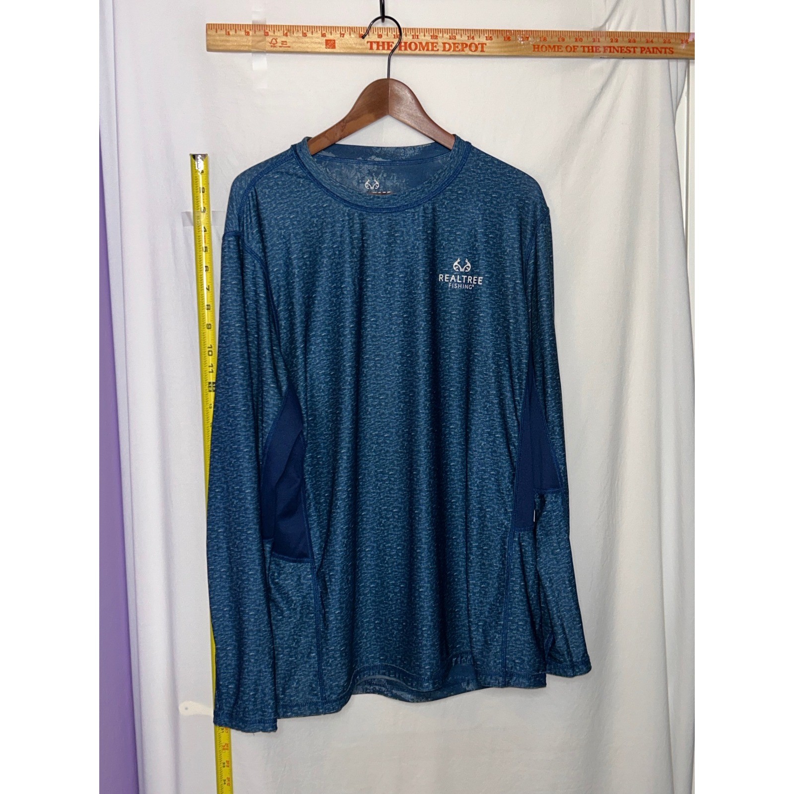 Realtree Fishing Long Sleeve Performance Shirt Men's Size L Blue Heather