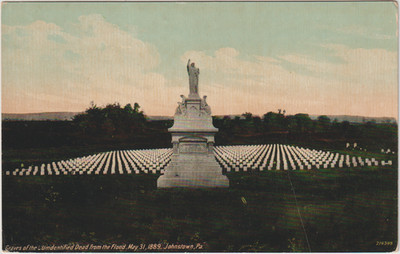 Plot of Unknown Dead 777 Bodies Buried Here Johnstown PA 1908 Postcard (10653)