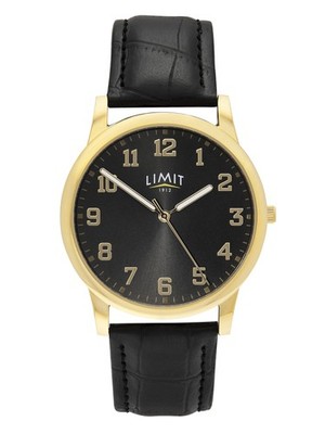 Limit 38mm Herren Rund Gold Analog Uhr mit Schwarzem Armband