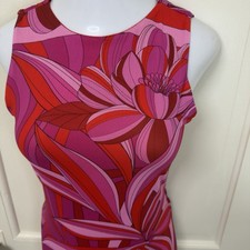 FARM RIO Endless Summer Tulle Midi Dress Red Pink Floral Mesh Stretch XL
