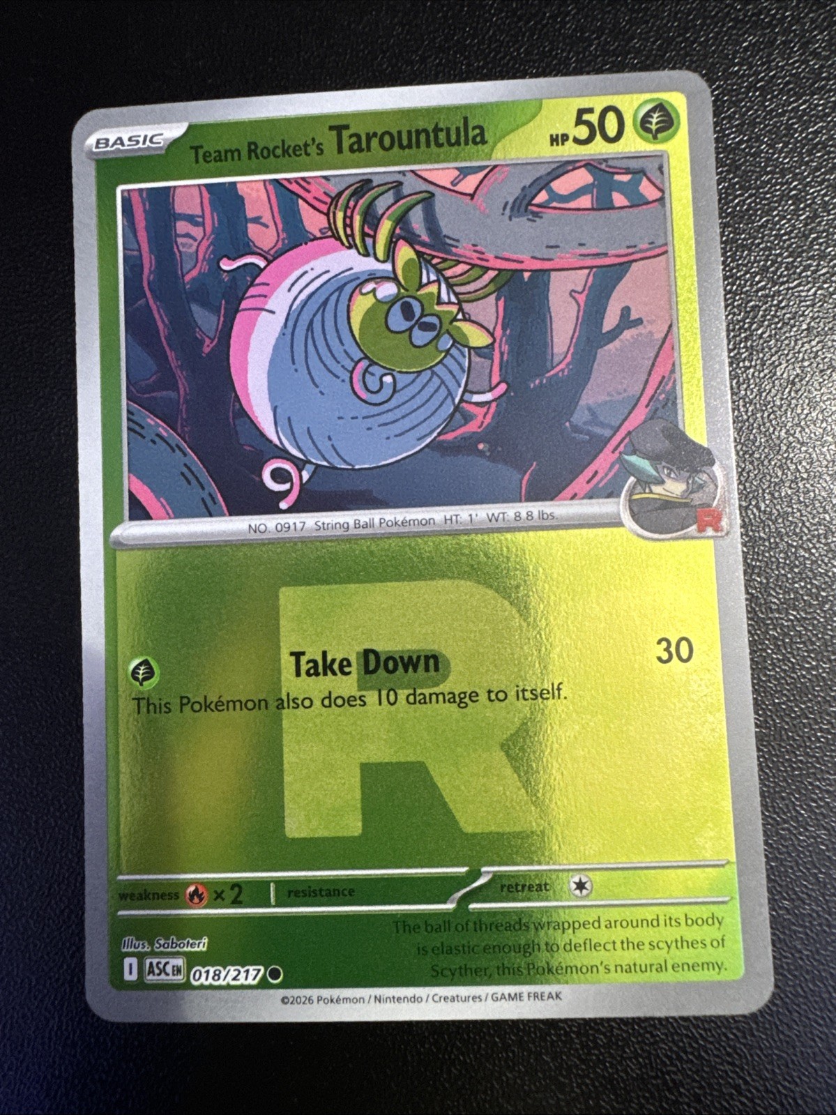 Pokemon Team Rocket's Tarountula ASC 18/217 Team Rocket Pattern Near Mint