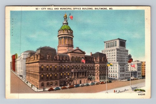 Baltimora MD-Maryland municipio edificio ufficio comunale c1952 cartolina d'epoca