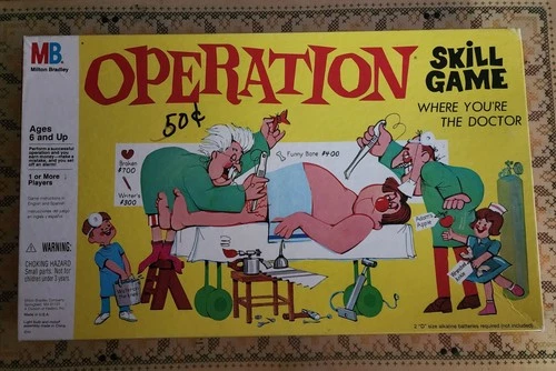 Vintage Operation Game 1965 Milton Bradley Light & Sound Work Missing Pieces
