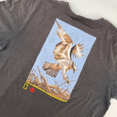 Element x National Geographic T-Shirt Mens Large Charcoal Osprey Bird Graphic T