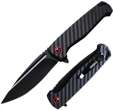 ElitEdge Linerlock Folding Knife 3.75" 8Cr13MoV Steel Blade Carbon Fiber Handle