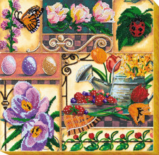Bead Embroidery Kit "Spring treasures" Stitching Handmade Beadwork