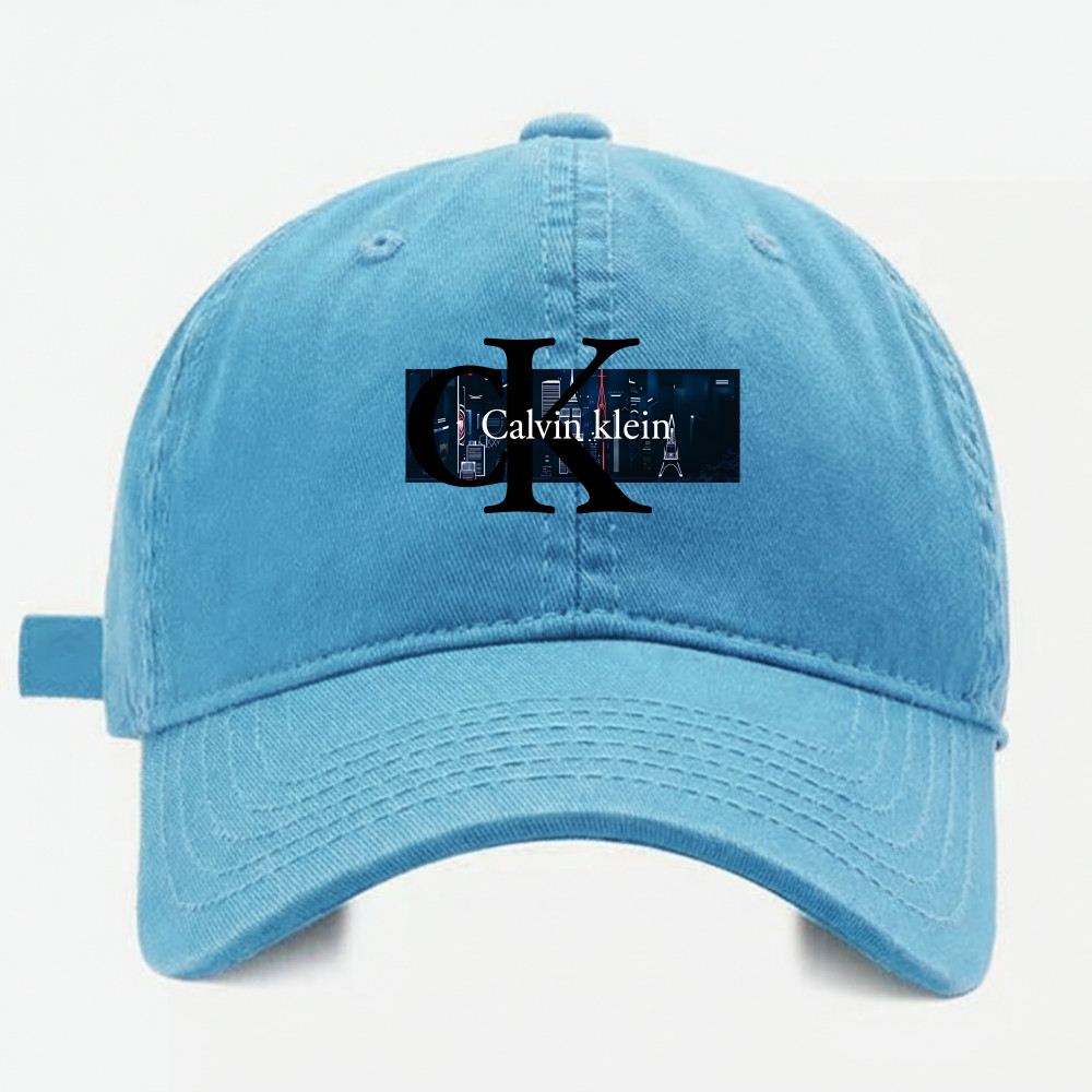 Unisex Calvin Klein Logo Dad Hat  Distressed Denim & City Pr