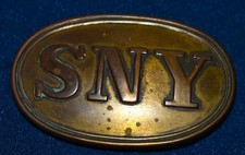 Antique 1860s Civil War SNY Belt Buckle State of New York Early War Puppy Paw