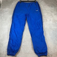 Vintage Adidas Track Pants Mens Medium Blue Nylon Windbreaker Striped Joggers