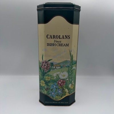 Vintage Carolans Irish Cream Tin Wild Flowers of Ireland Botanical Octagonal 10''