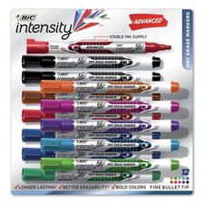 BIC GELIPP121AST Dry Erase Marker - Medium Bullet Tip/Assrtd Colors 12/ST New