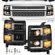 Projector Headlights With Led Drl For 2014-2015 Chevrolet Silverado 1500 Black