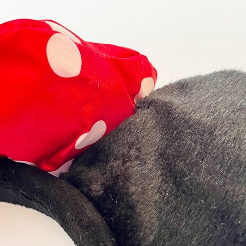 Disney Parks Minnie Mouse Ears Headband Classic Black Velvet Red Polka Dot Bow - Picture 4 of 6