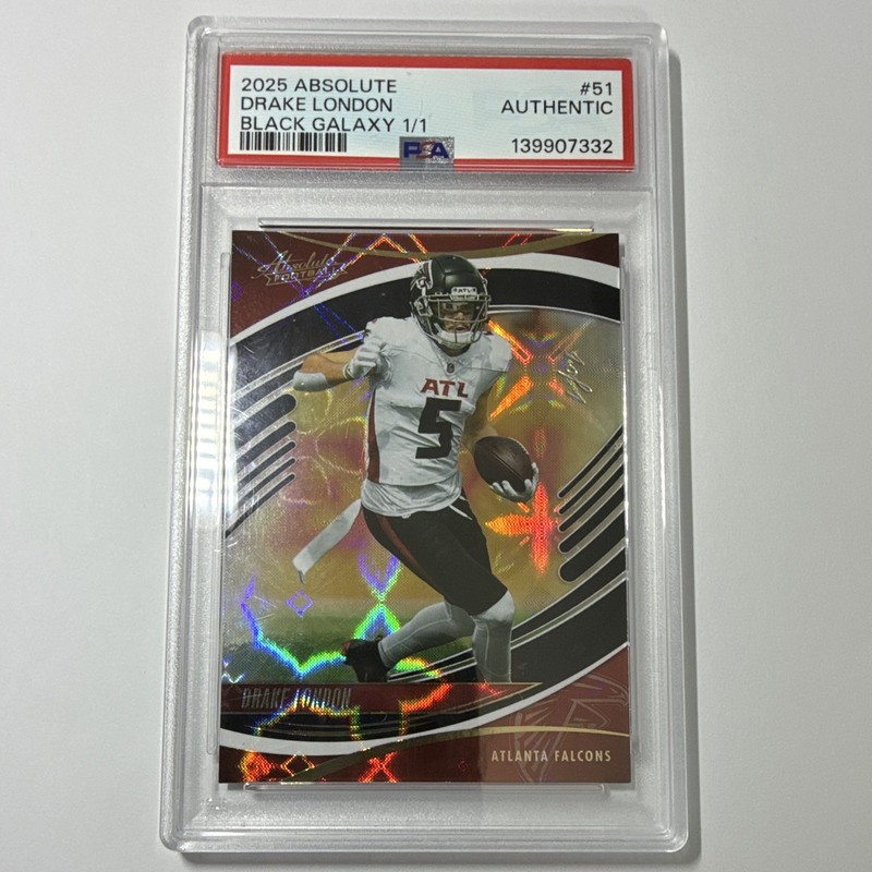 2025 Panini Absolute Drake London Black Galaxy #51 1/1 PSA Auto Falcons