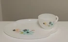 Vintage Federal Glass Atomic Flower Milk Glass Snack Set Plate And Cup MCM