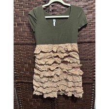 Uncle Frank Dress Olive Green Floral Ruffle Mini Party Casual Womens