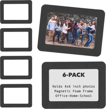 6-Pack Magnetic Photo Frames, Black, 4 X 6-Inch Encompases and Holds Picture to