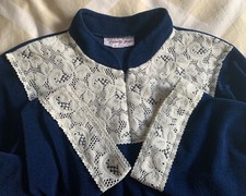 Vintage Vanity Fair Velour Robe Lace Blue Hostess Size XL