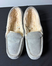 UGG Womens Gray Suede Shearling Lined Moccasin Slippers US 10 EU 41 UK 8