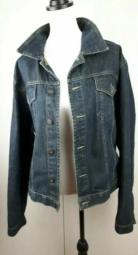 River Island Jeanswear Vintage Fade Blue Cotton Denim Collared Jacket Size M